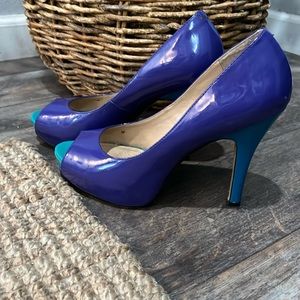 USED Steve Madden purple and turquoise Heels open  toe